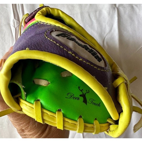 FRANKLIN Tee Ball Glove 22814L Pink/Purple/Green Mesh Mitt 9 1/2 inch, LHT - Picture 7 of 10